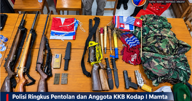 Polisi Ringkus Pentolan dan Anggota KKB Kodap I Mamta di Keerom, Senjata Api Disita